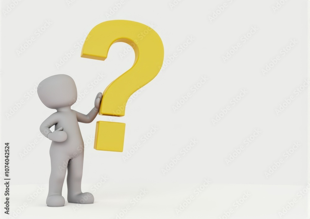 gray man 3d model thoughtful next to him question mark gray man 3d model thoughtful next to him question mark