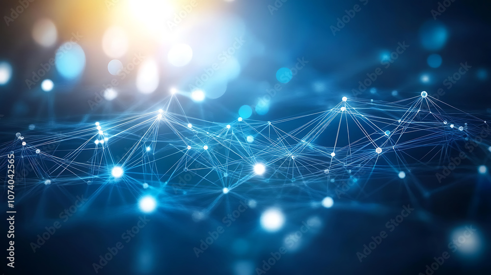Abstract technology background with network connection lines and dots on blue sky, white background Abstract technology background with network connection lines and dots on blue sky, white background