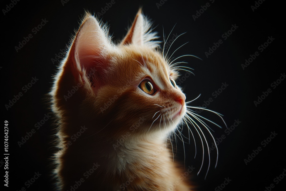 Mystic portrait of baby Ragdoll cat in studio, copy space on right side, Headshot, Close-up View, isolated on black background Mystic portrait of baby Ragdoll cat in studio, copy space on right side, Headshot, Close-up View, isolated on black background