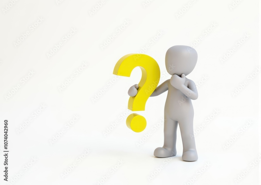 gray man 3d model thoughtful next to him question mark gray man 3d model thoughtful next to him question mark
