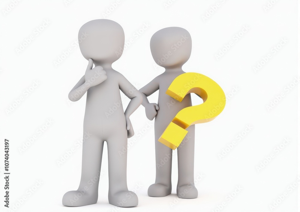 gray man 3d model thoughtful next to him question mark gray man 3d model thoughtful next to him question mark