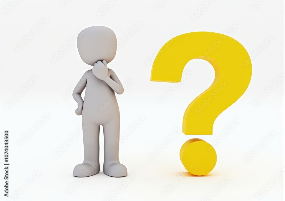 gray man 3d model thoughtful next to him question mark gray man 3d model thoughtful next to him question mark