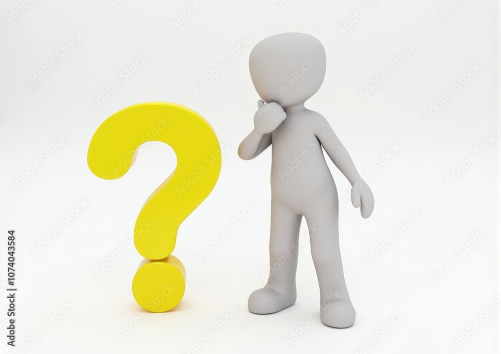 gray man 3d model thoughtful next to him question mark gray man 3d model thoughtful next to him question mark