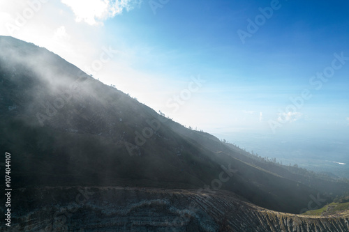 Kawah Ijen volcano crater lake in Banyuwangi is one of the best sights in Indonesia photo