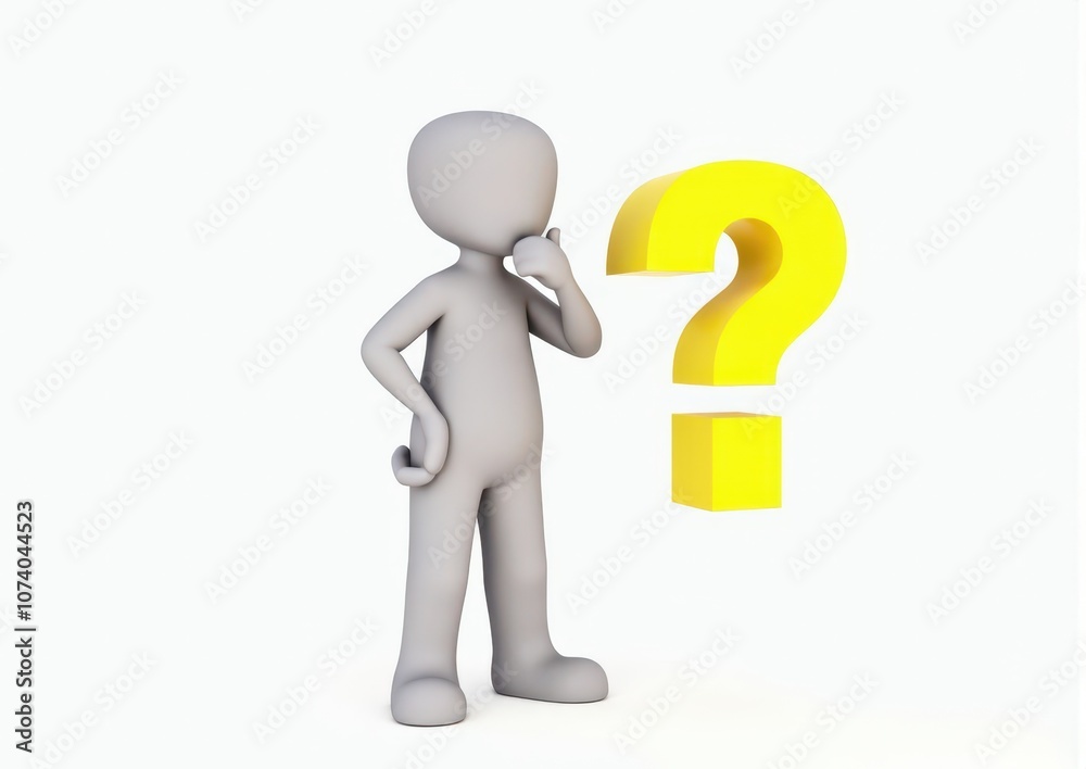 gray man 3d model thoughtful next to him question mark gray man 3d model thoughtful next to him question mark