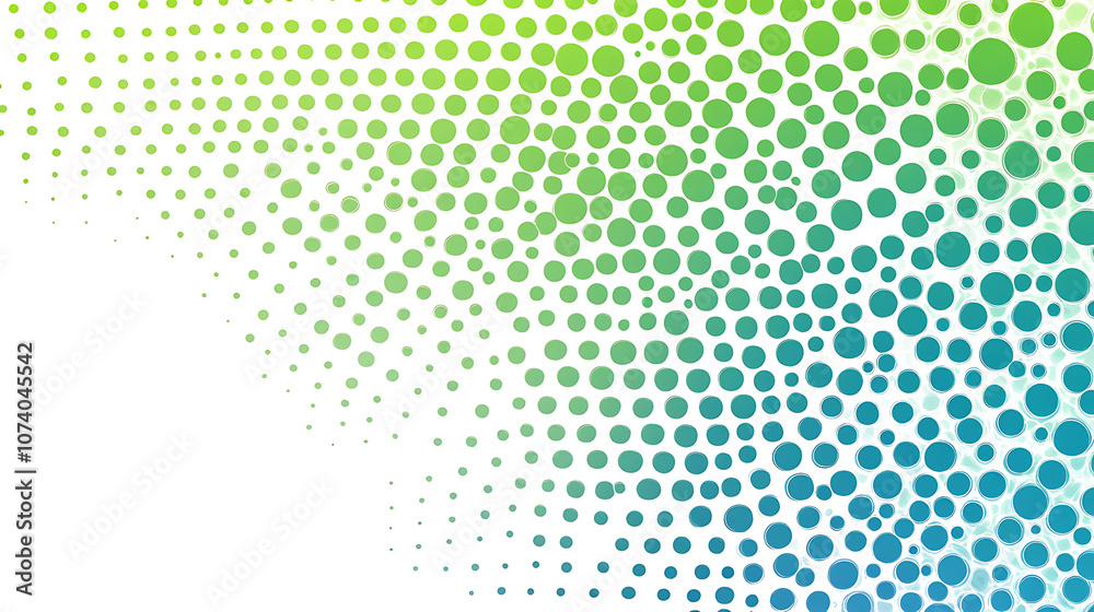 Obraz premium Colorful green halftone pattern on a light background A green and blue dots gradient
