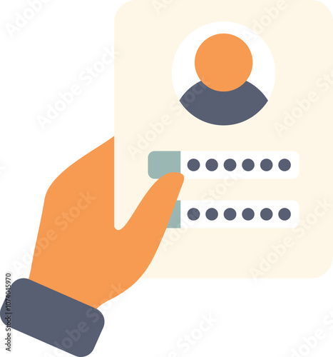 Hand holding a cv with candidate profile choosing resume for job interview