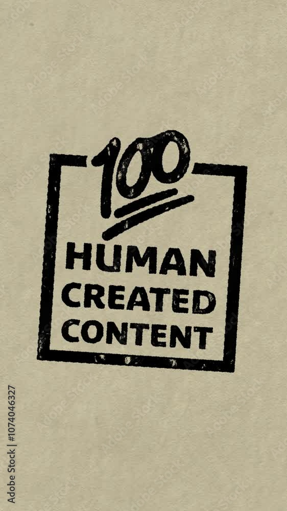 Human Created Content Rubber Stamp Vertical Animation Human Created Content Rubber Stamp Vertical Animation
