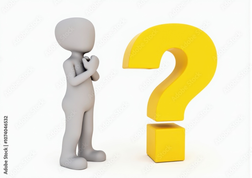 gray man 3d model thoughtful next to him question mark gray man 3d model thoughtful next to him question mark