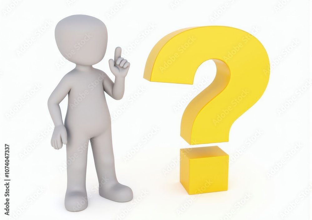 gray man 3d model thoughtful next to him question mark gray man 3d model thoughtful next to him question mark