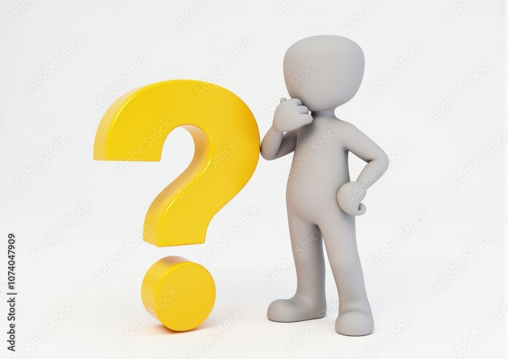 gray man 3d model thoughtful next to him question mark gray man 3d model thoughtful next to him question mark