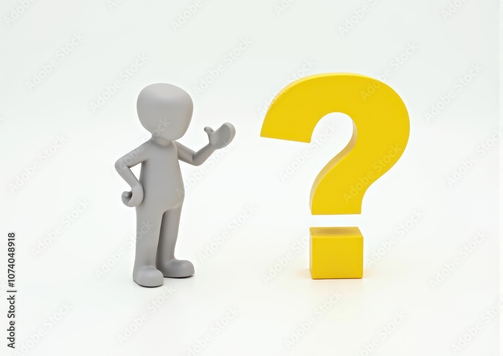 gray man 3d model thoughtful next to him question mark gray man 3d model thoughtful next to him question mark