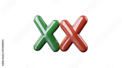 X and check mark icons in green and red on transparent background
