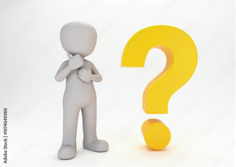 gray man 3d model thoughtful next to him question mark gray man 3d model thoughtful next to him question mark