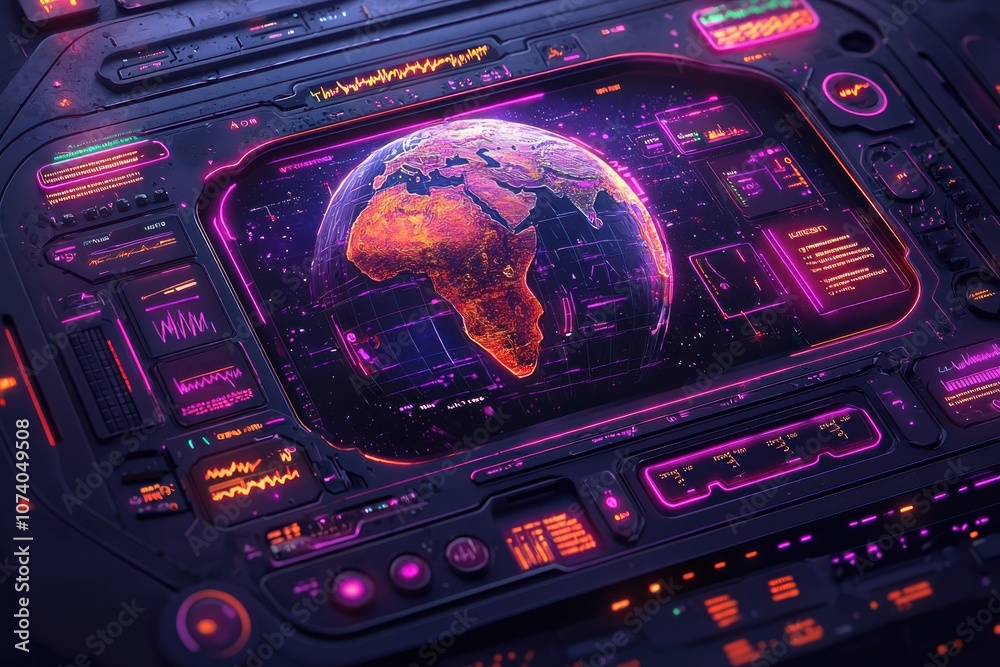 Futuristic Interface with Earth Globe Display Futuristic Interface with Earth Globe Display