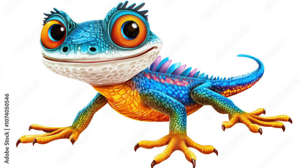 Obraz premium Lizard cute cartoon animal Crocodile animal isolated on white background, PNG transparent.