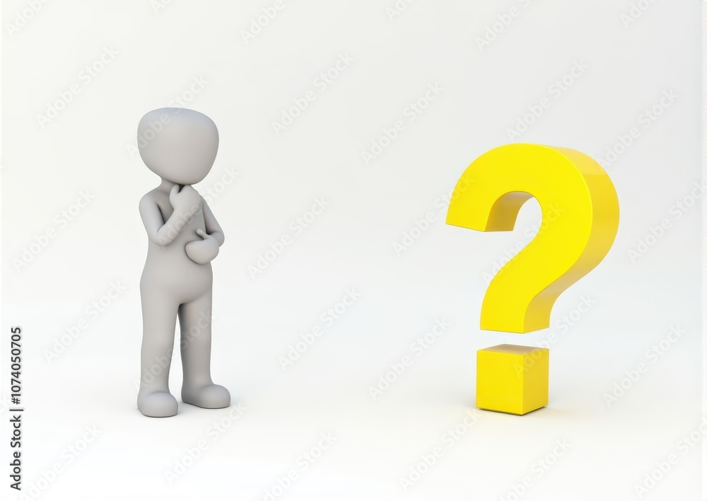gray man 3d model thoughtful next to him question mark gray man 3d model thoughtful next to him question mark