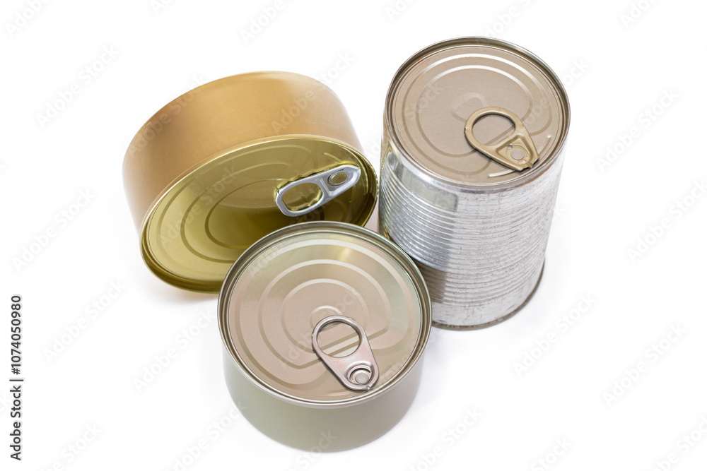 A Group of Stacked Tin Cans with Blank Edges Isolated on White Background. Canned Food. Different Aluminum Cans for Safe and Long Term Storage of Food. Steel Sealed Food Storage Containers - Isolation A Group of Stacked Tin Cans with Blank Edges Isolated on White Background. Canned Food. Different Aluminum Cans for Safe and Long Term Storage of Food. Steel Sealed Food Storage Containers - Isolation