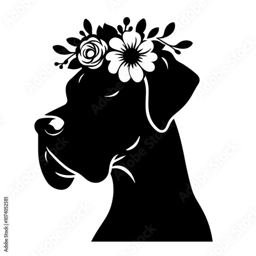 Great Dane Dog in Floral Crown