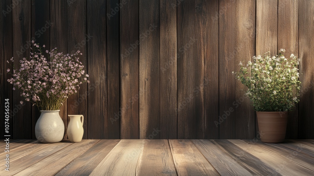 Fototapeta premium 3D rendering of interior scenes and wooden backdrops suitable for websites presentations or as image backgrounds