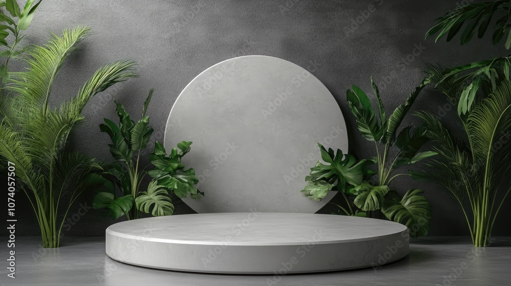 3D podium set against a grey backdrop designed for showcasing products online 3D rendering and illustration 3D podium set against a grey backdrop designed for showcasing products online 3D rendering and illustration
