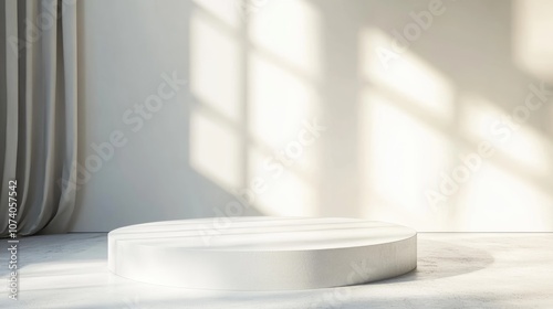 White display pedestal design platform blank product stand clean backdrop 3D rendering photo