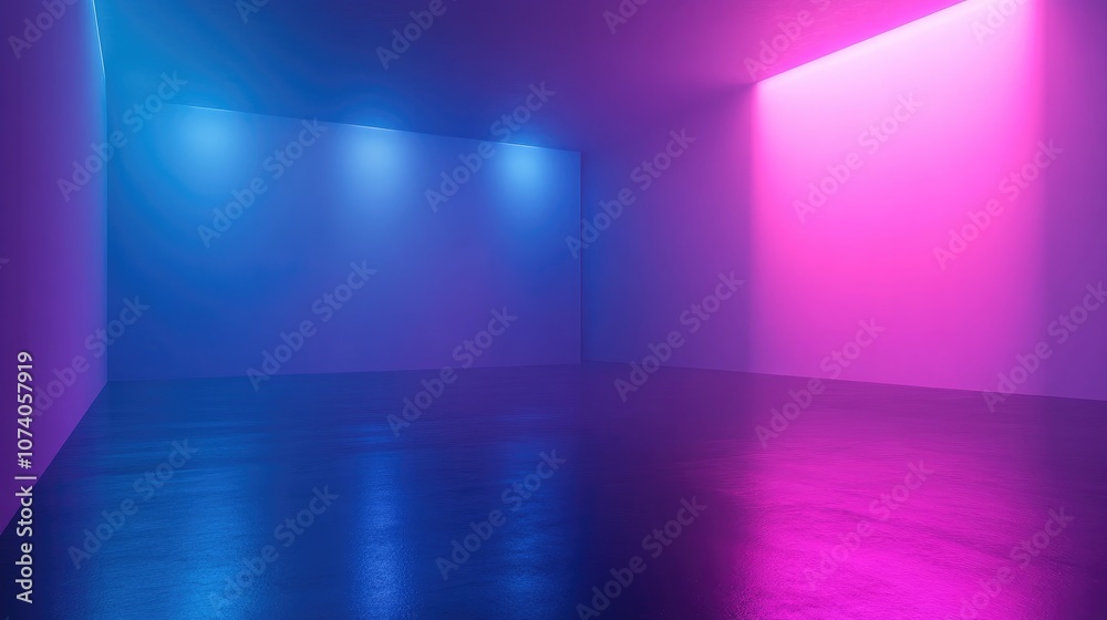 Abstract gradient background in blue and purple hues featuring an empty dark studio space 3D rendering Abstract gradient background in blue and purple hues featuring an empty dark studio space 3D rendering