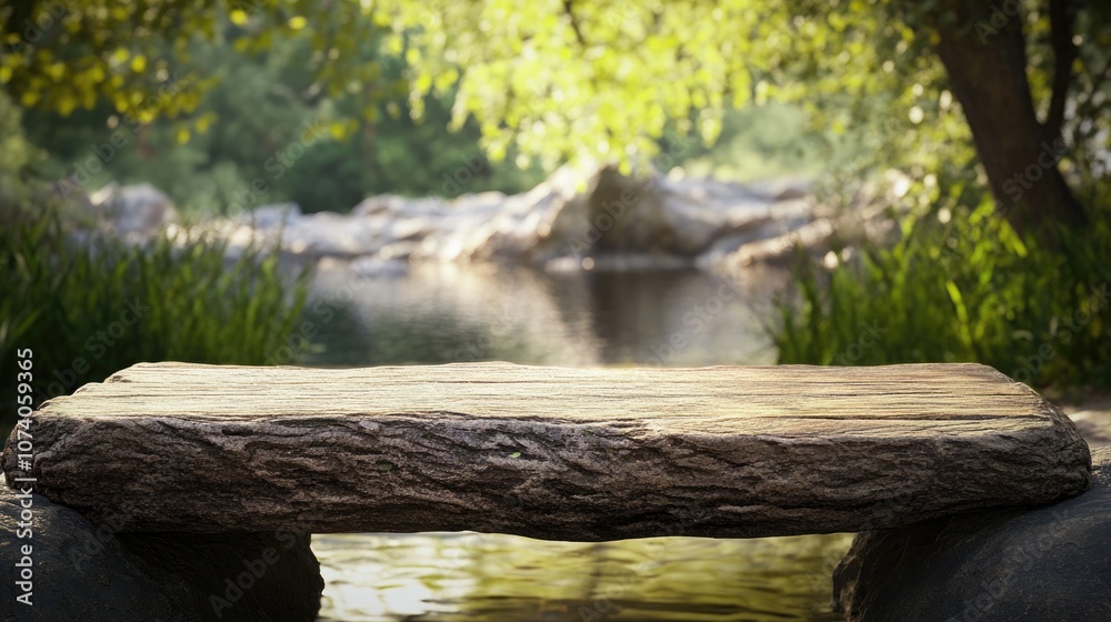 Tree trunk wood plank set against a natural backdrop for 3D product placement rendering Tree trunk wood plank set against a natural backdrop for 3D product placement rendering