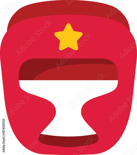 Red boxing helmet with yellow star is protecting a fighter during training or competition