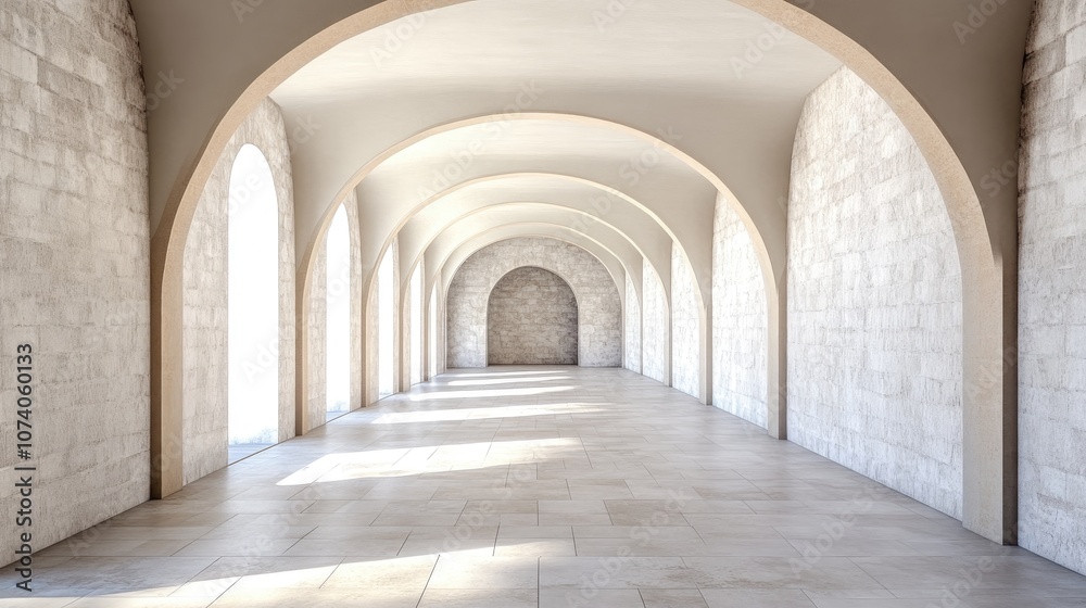 Interior architecture with an empty arched passage in a 3D rendering Interior architecture with an empty arched passage in a 3D rendering