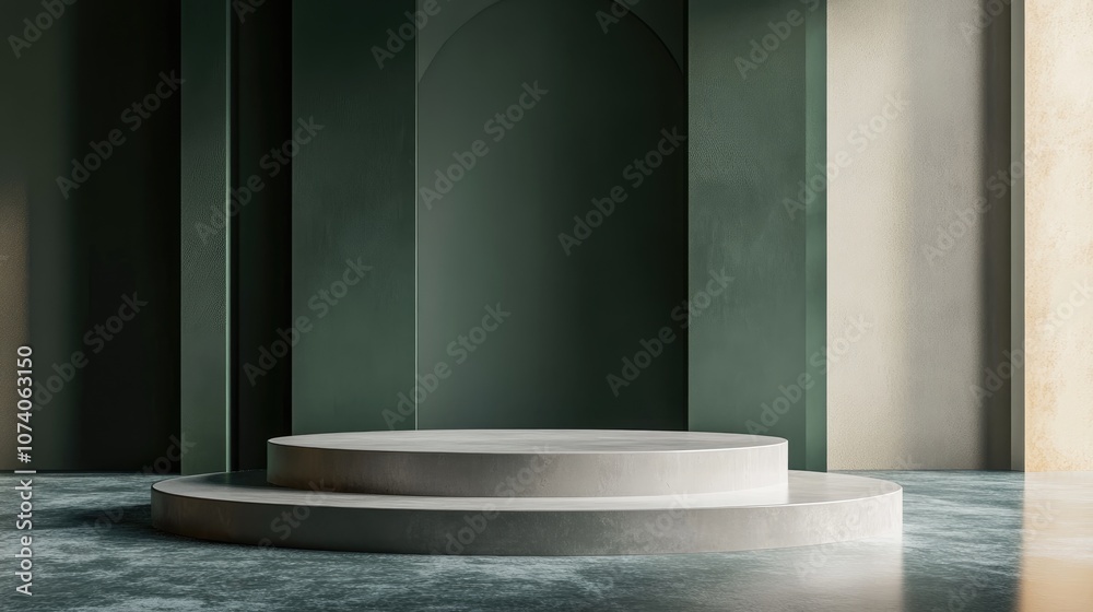 3D rendering of an abstract geometric podium 3D rendering of an abstract geometric podium