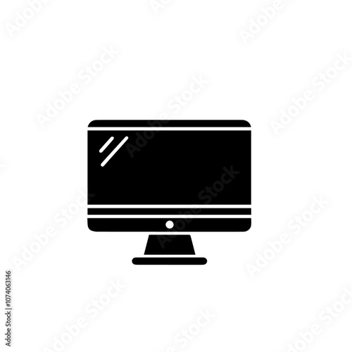 Modern Computer Setup Icon – Minimalist Vector Illustration of Desktop PC, Keyboard, and Mouse