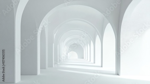 Abstract architectural background featuring a white arched interior in 3D render