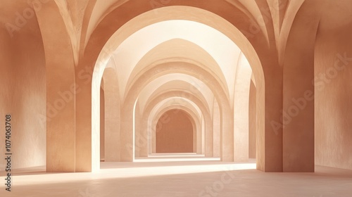 Abstract architectural background featuring an arched interior in a 3D rendering