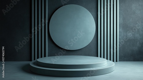 3D podium background with an empty product display shelf photo