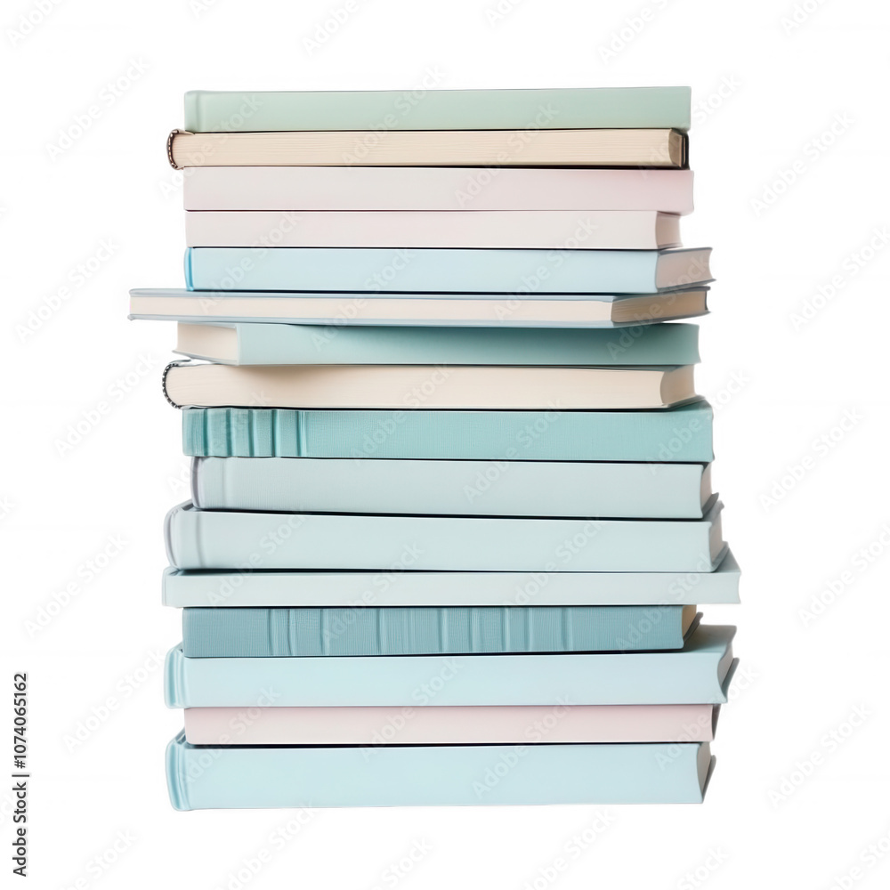 Stack of pastel-colored books arranged in a neat pile, perfect for education or reading-themed stock photo use. Stack of pastel-colored books arranged in a neat pile, perfect for education or reading-themed stock photo use.
