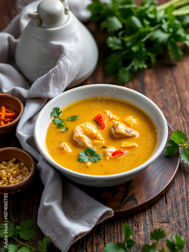 Chicken Mulligatawny Soup Natural Colors , Background For Banner, HD photo