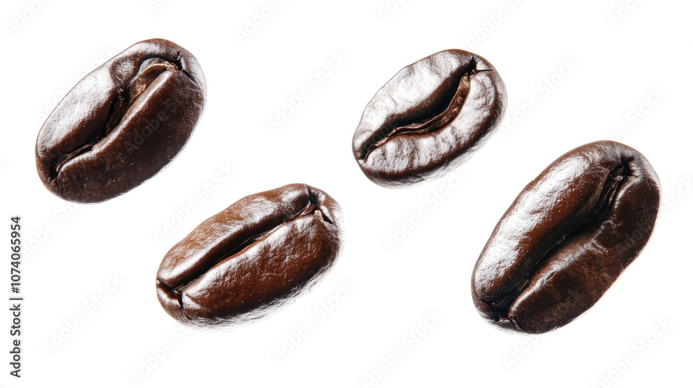 Obraz premium Coffee Beans Soaring Against a Clear Background Generative AI