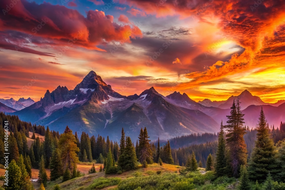 Captivating Panoramic View of a Vibrant Sunset Casting Warm Hues Over Majestic Mountain Range with Silhouetted Peaks and a Tranquil Sky for Nature Lovers and Landscape Photography Enthusiasts Captivating Panoramic View of a Vibrant Sunset Casting Warm Hues Over Majestic Mountain Range with Silhouetted Peaks and a Tranquil Sky for Nature Lovers and Landscape Photography Enthusiasts
