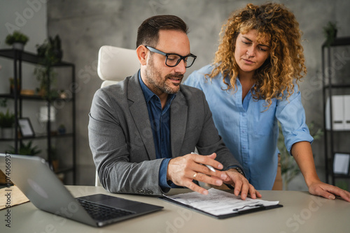 female colleague persuade a male colleague to signing a contract