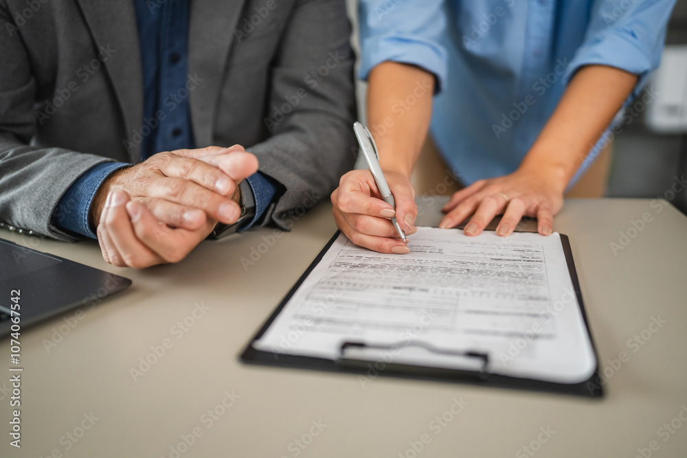 male colleague persuade a female colleague to signing a contract male colleague persuade a female colleague to signing a contract