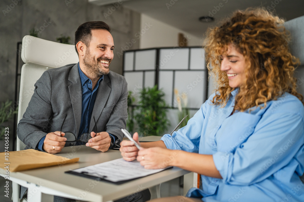 male colleague persuade a female colleague to signing a contract male colleague persuade a female colleague to signing a contract