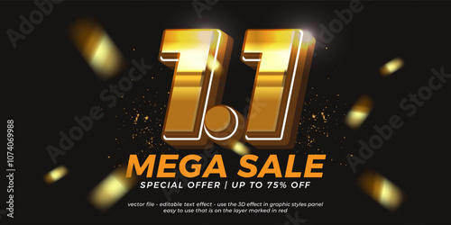 Special 1.1 Shopping day sale banner. January 1 sale campaign for social media and website promotion template design. Discount Shopping Sale