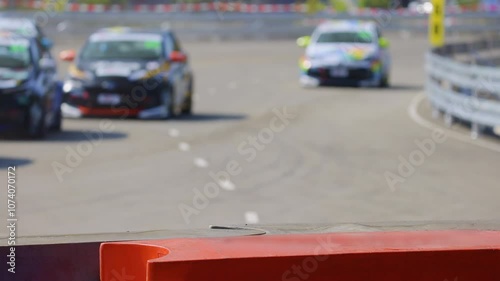High speed racing car in circuit