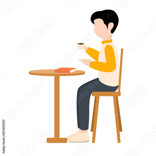 A Man Drinking Coffee in Cafe