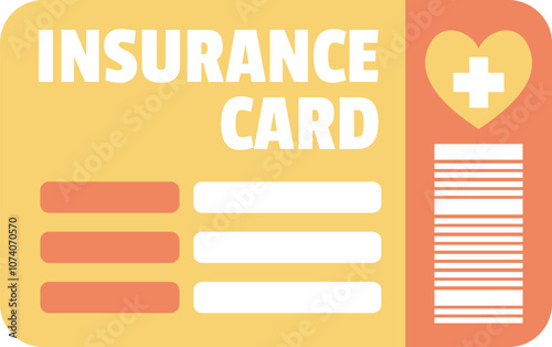 Insurance card design featuring a heart with a medical cross, representing health and well being