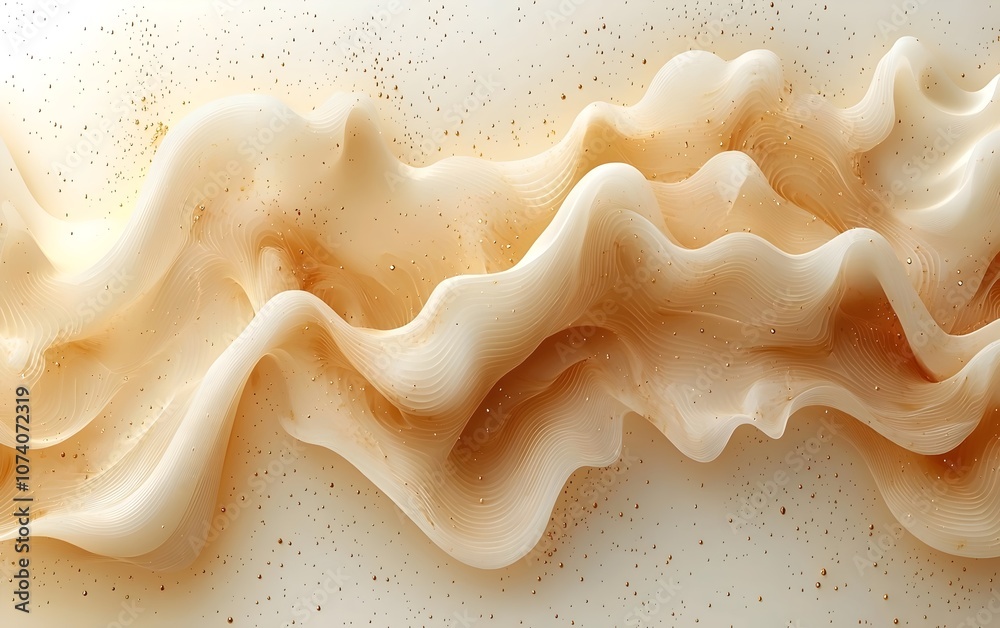 A stunning abstract design showcasing flowing waves in creamy beige and soft golden hues, creating a warm and tranquil atmosphere with intricate patterns and textures. A stunning abstract design showcasing flowing waves in creamy beige and soft golden hues, creating a warm and tranquil atmosphere with intricate patterns and textures.