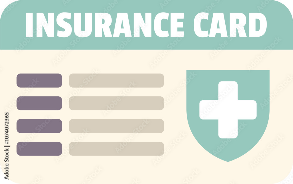 Obraz premium Insurance card icon depicting health coverage and medical protection, representing peace of mind and financial security
