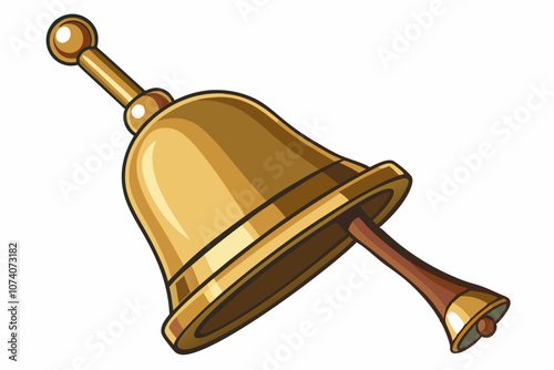 Antique brass hand bell isolated on white vector illustration photo