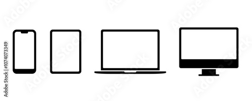 スマホ・タブレット・パソコンのアイコンセット_ベクターイラスト